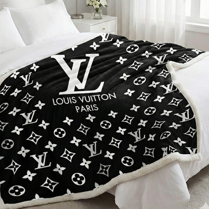 Black Monogram Plush Blanket