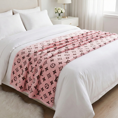 Rose Monogram Plush Blanket