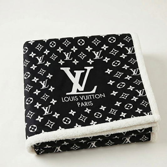 Black Monogram Plush Blanket