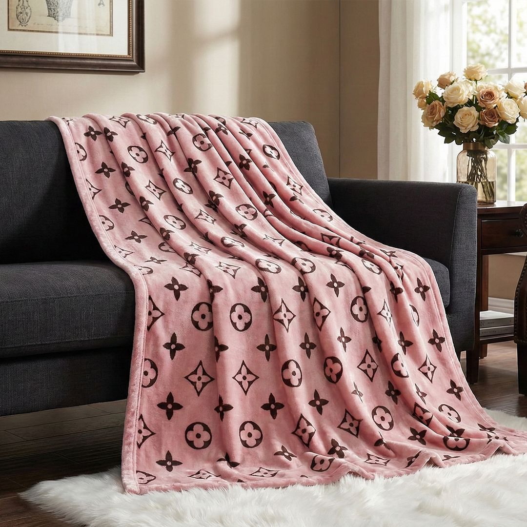 Rose Monogram Plush Blanket