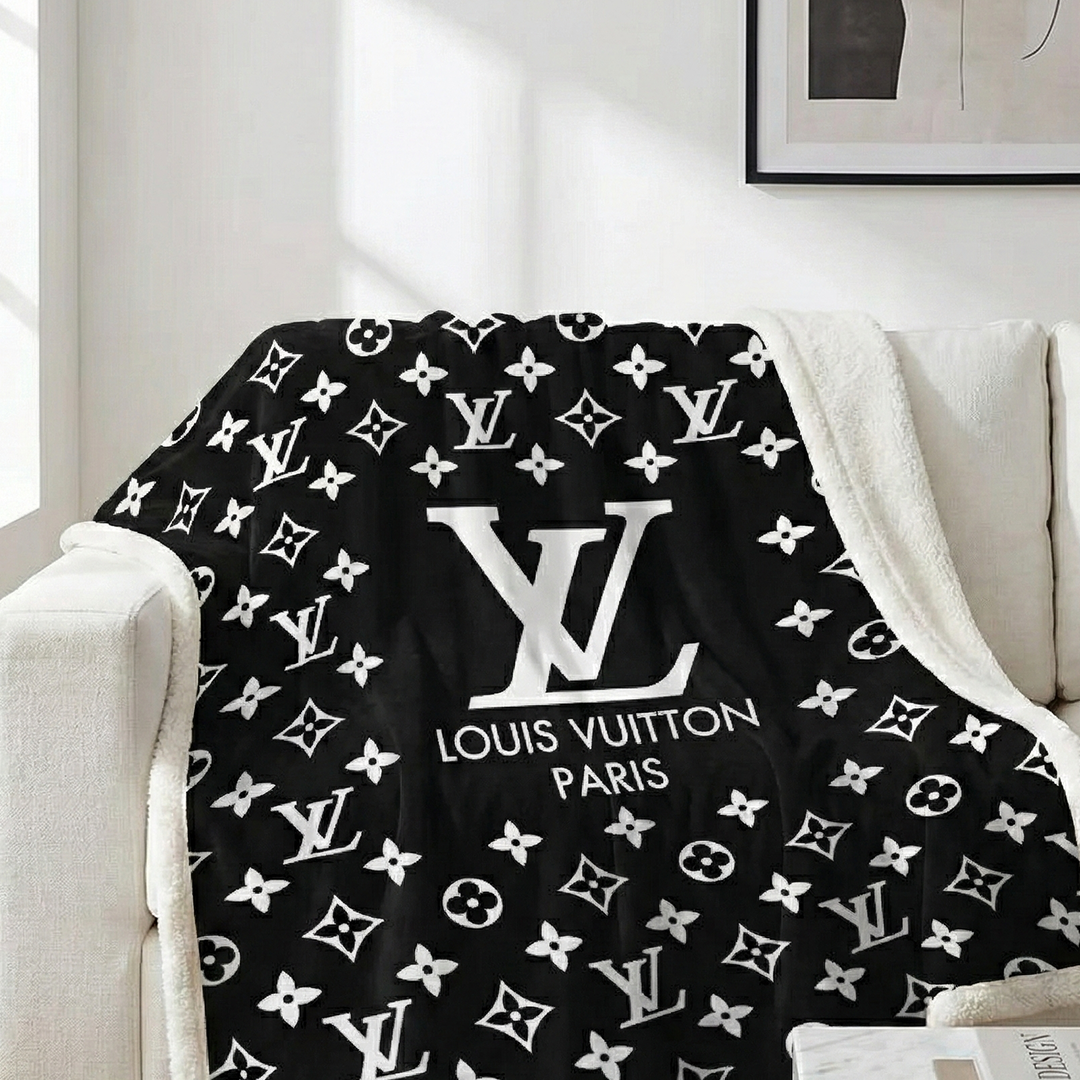 Black Monogram Plush Blanket