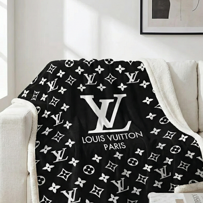 Black Monogram Plush Blanket
