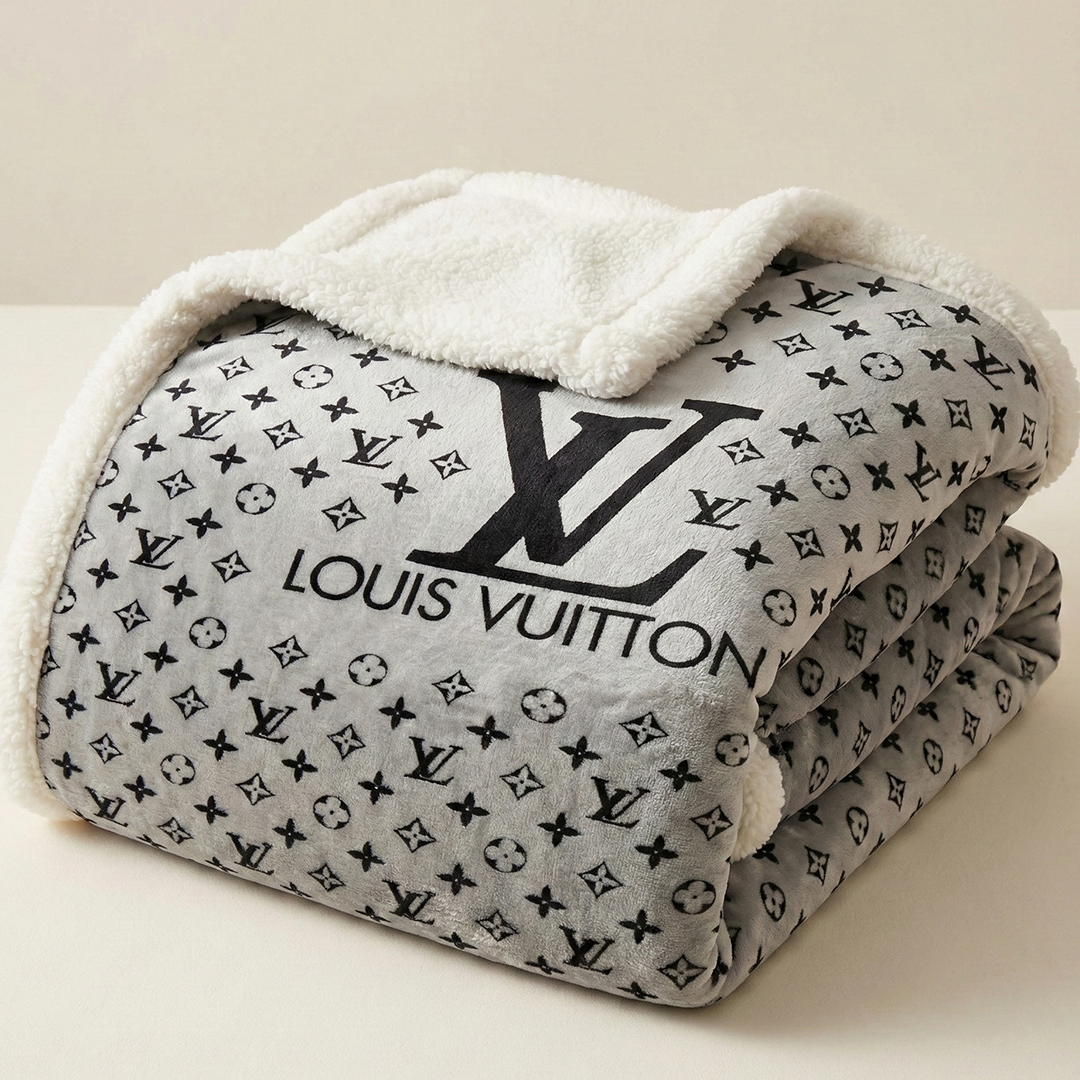 Charcoal Monogram Plush Blanket